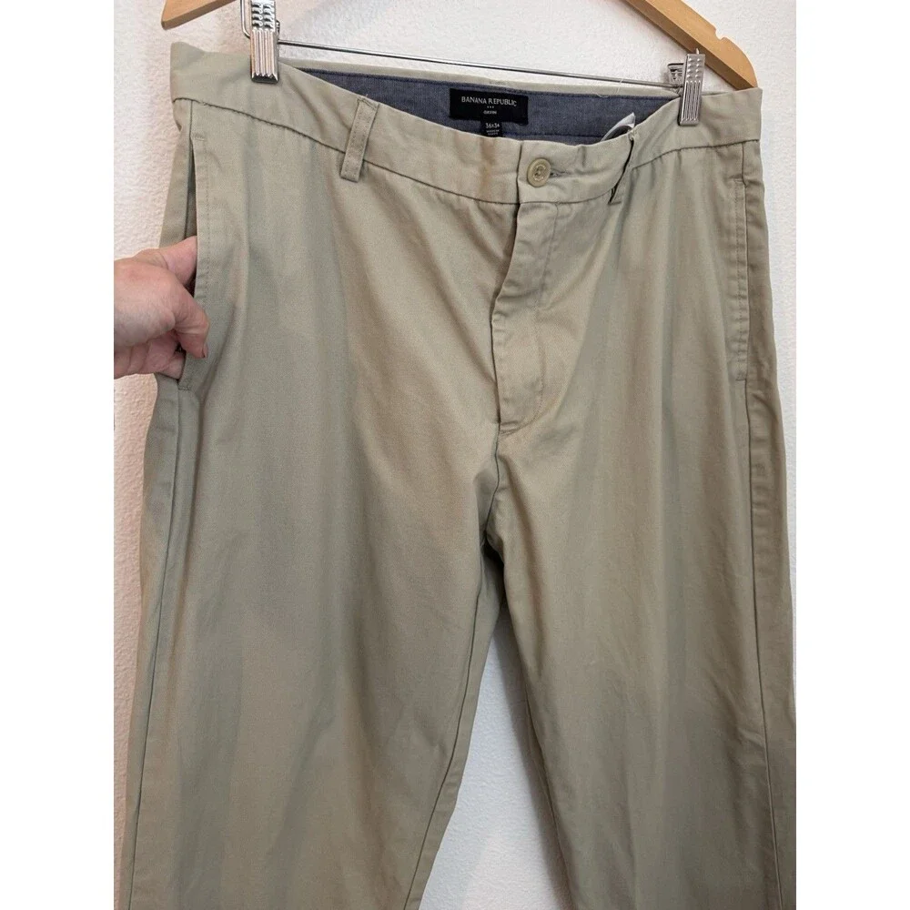 Banana Republic Gavin Chino Pants Mens 36x34 Beige Straight Leg Office 90s